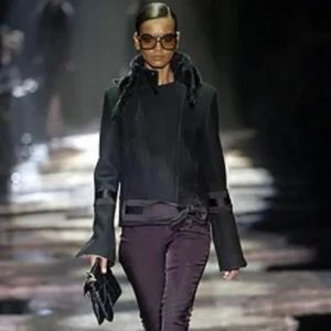 Vintage Gucci x Tom Ford Moto Style Jacket Black Sz 38 IT (US 2)